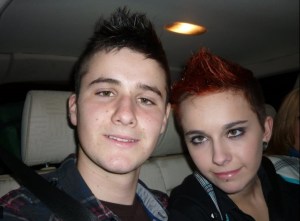 Making funny faces:Paul and Aisling