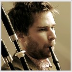 Peter Purvis with bagpipes